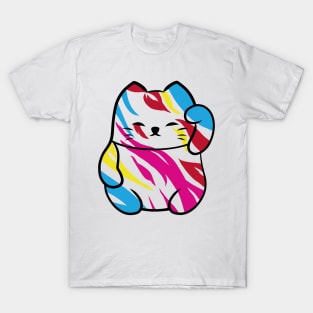 Lucky cat fusion zebra pop art T-Shirt